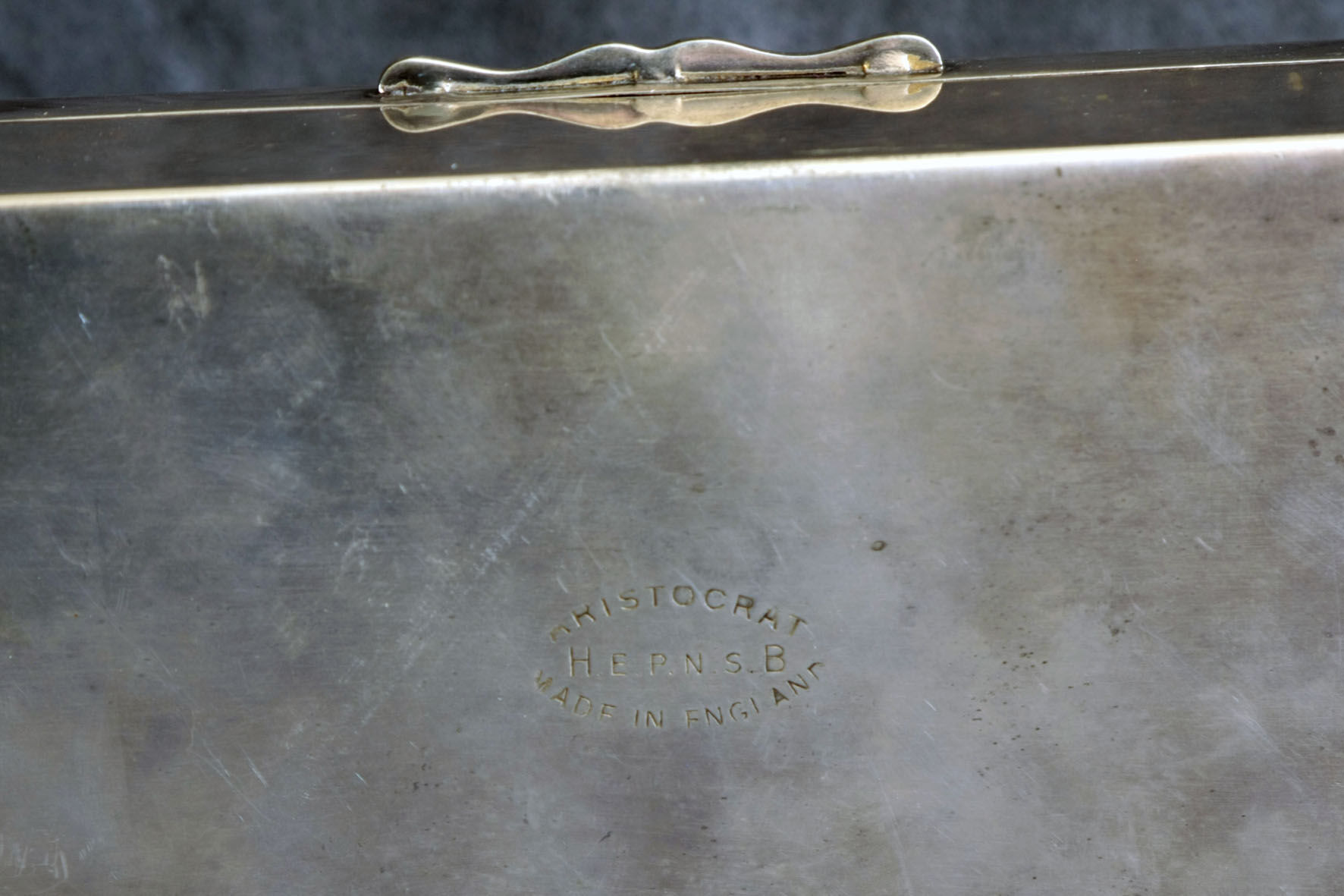 English silver metal card box