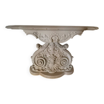 White carved wall entry console