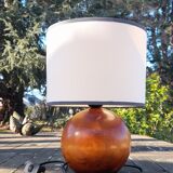 Ball / round solid wood lamp base - 70s