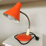 Vintage Orange Gooseneck Desk Lamp: 1970s Industrial Table Light