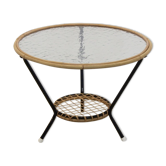 Table en verre et osier pour Rohé Noordwolde, Pays-Bas