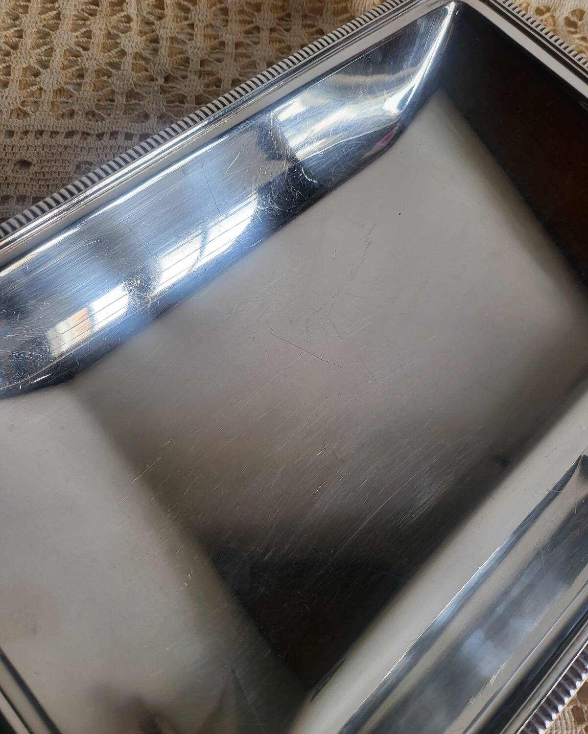 Rectangular metal silver-plated tray