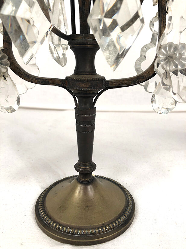 Pair of girandoles with transparent and purple tassels, 19th century