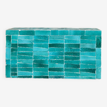 Turquoise blue modern Zellige coffee table