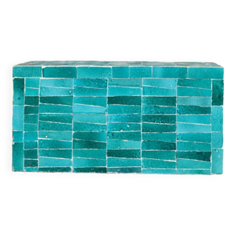 Turquoise blue modern Zellige coffee table