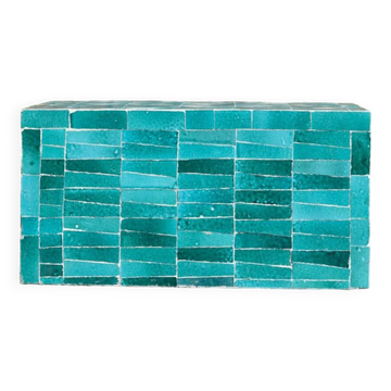 Turquoise blue modern Zellige coffee table
