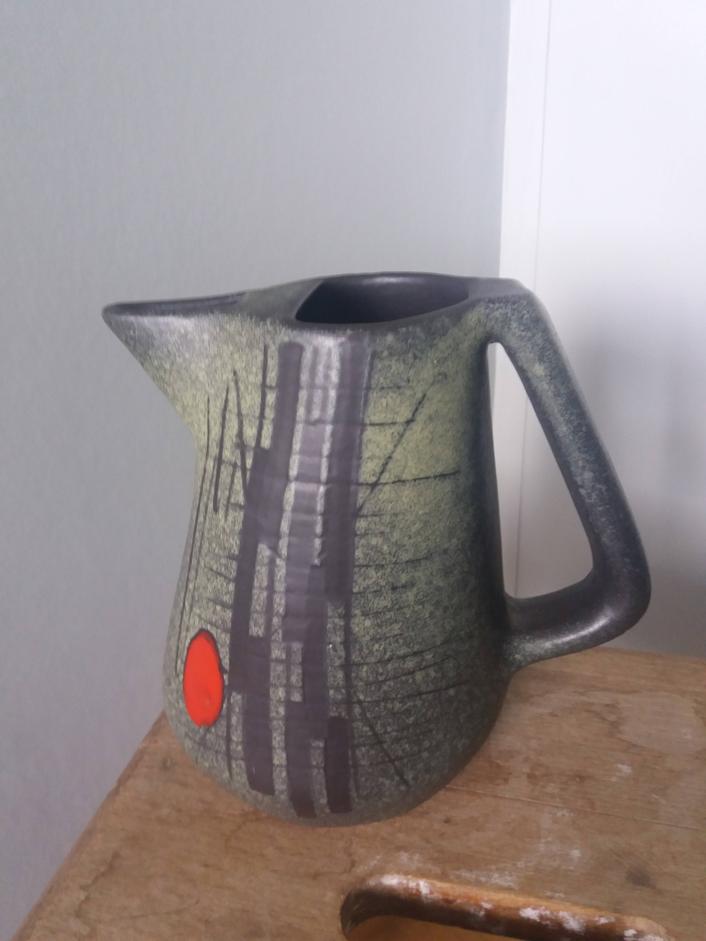 Pitcher signed François Caleca Vallauris rare in pale green