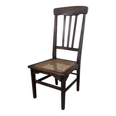 Chaise de nourrice Stella en bois foncé et cannage