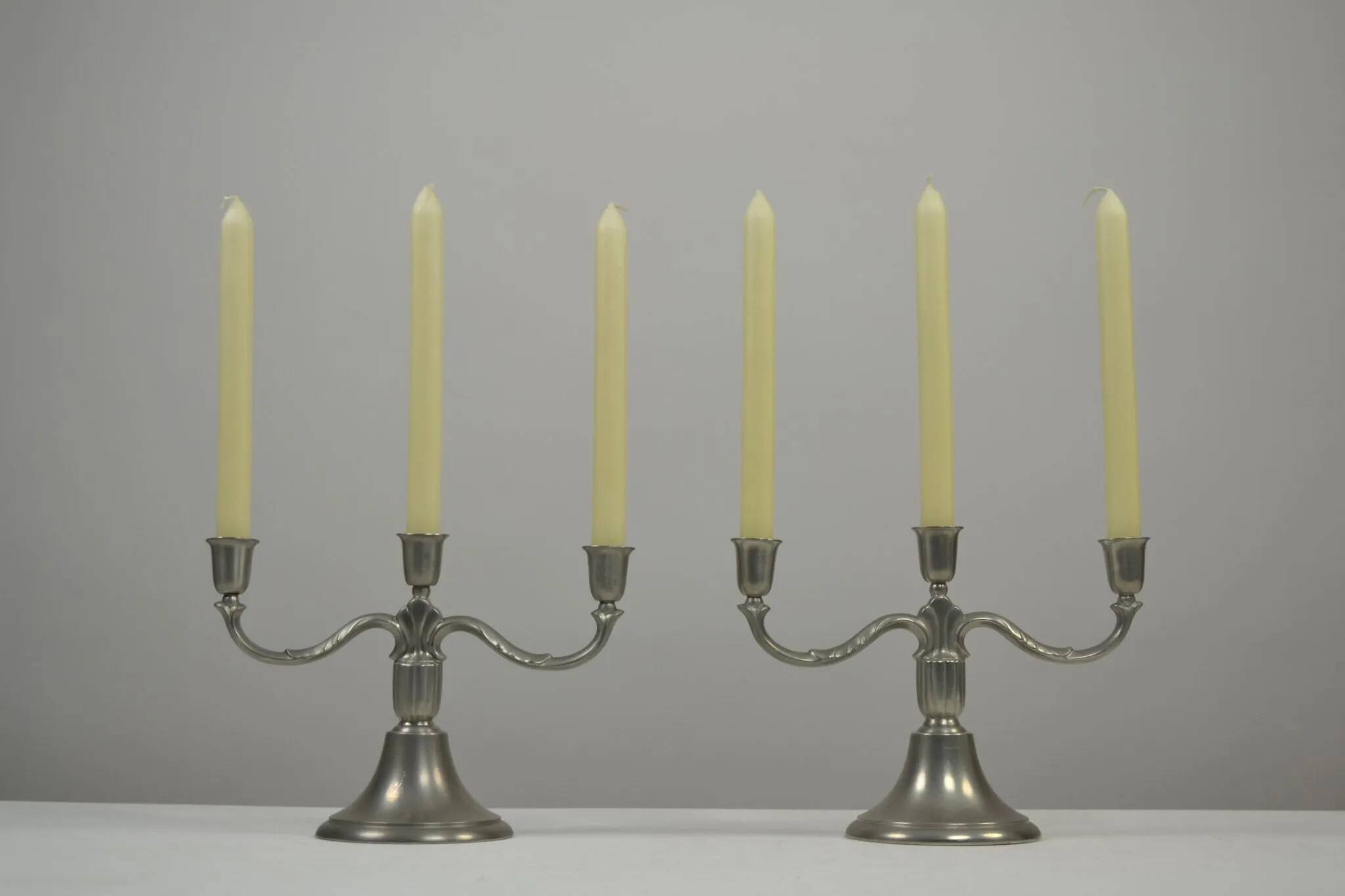 Rare pair of Pewter Candle Holders, Model 224 by GAB Tenn, Sweden, 1932
