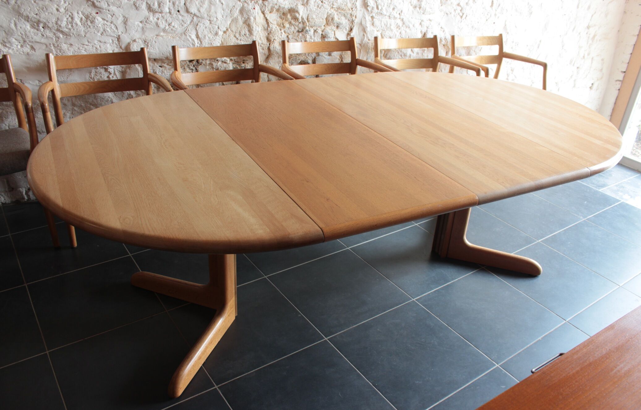 Danish table and 6 chairs set, by Niels Moller, 1960