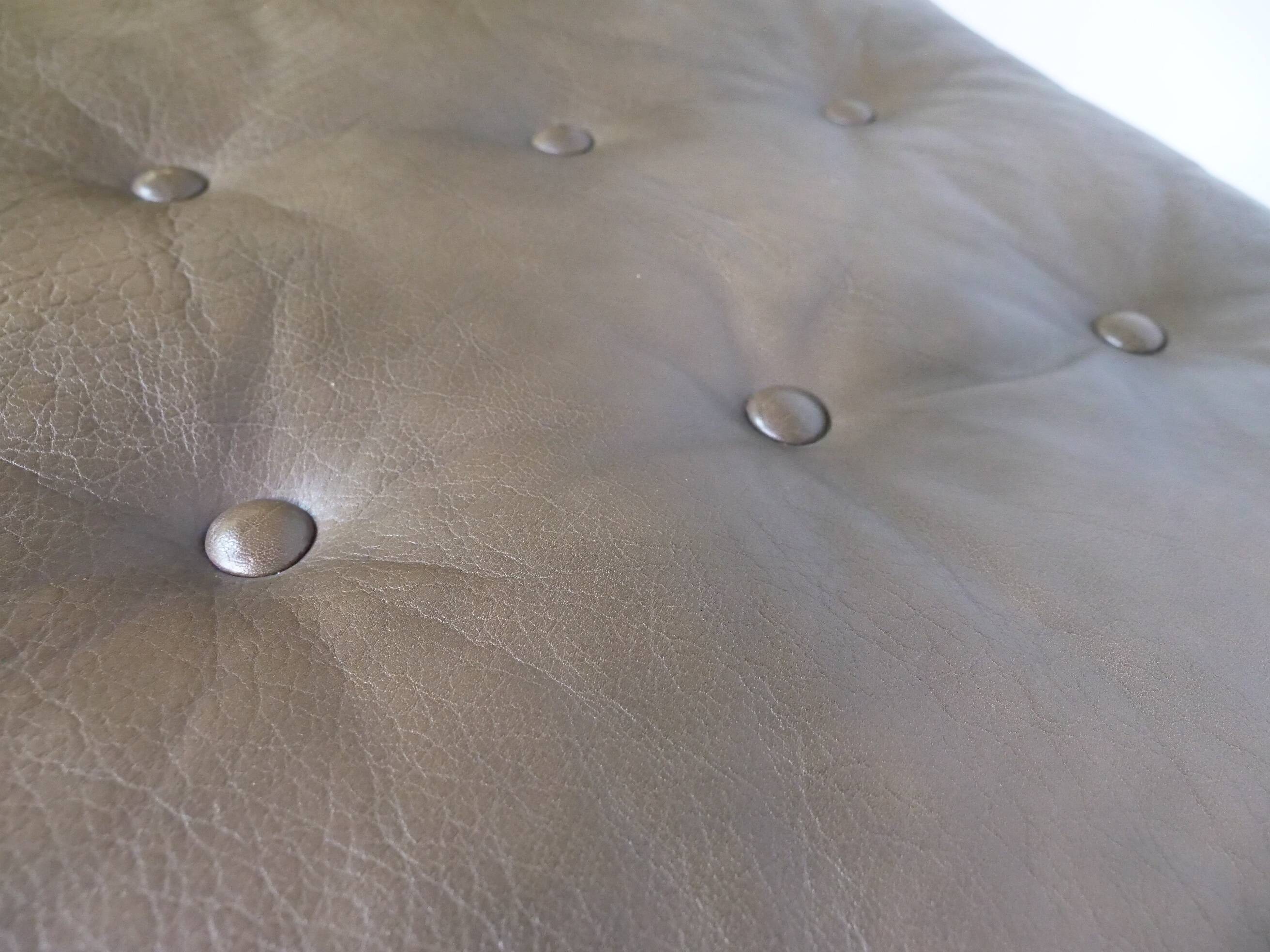 Mid-Century Danish Teak Footstool with Leather Cushion, 1970s