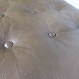 Mid-Century Danish Teak Footstool with Leather Cushion, 1970s