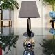 Modernist Art Deco Table Lamp in Chromed Metal - Textile Lampshade