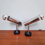 Pair of chrome metal wall lights, Staff Leuchten, Germany, 1970.