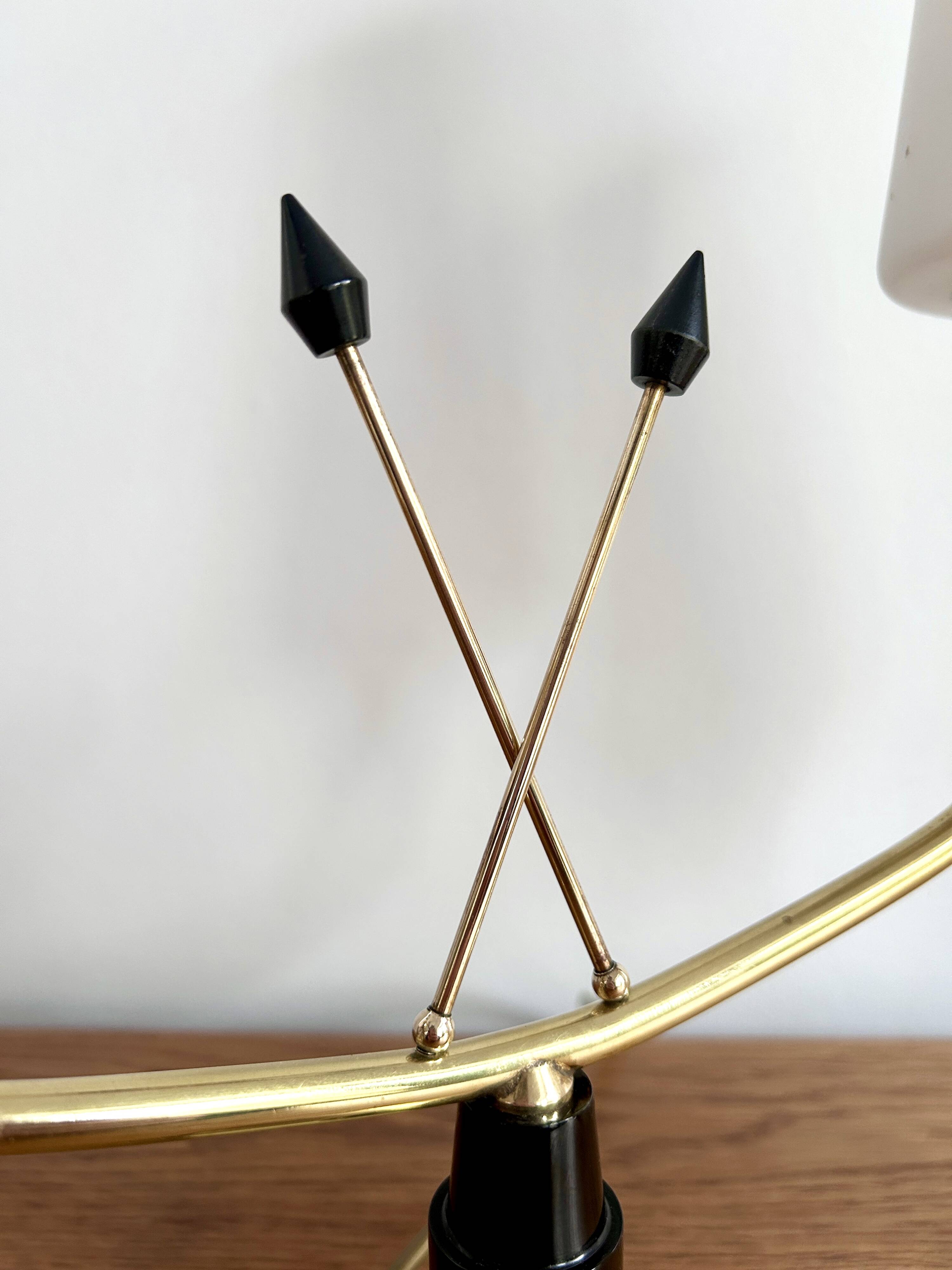 Pair of brass and opaline lamps from the 1950s.