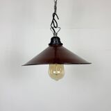 Industrial Dark Red Enamel Factory Pendant Lamp, 1960s