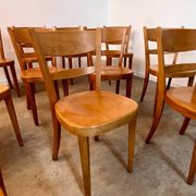 Lot 12 wooden bistro chairs by Horgen Glarus 70s vintage