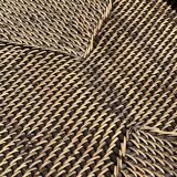 Rectangular Asian handmade basket with circular handle L:45 l:35