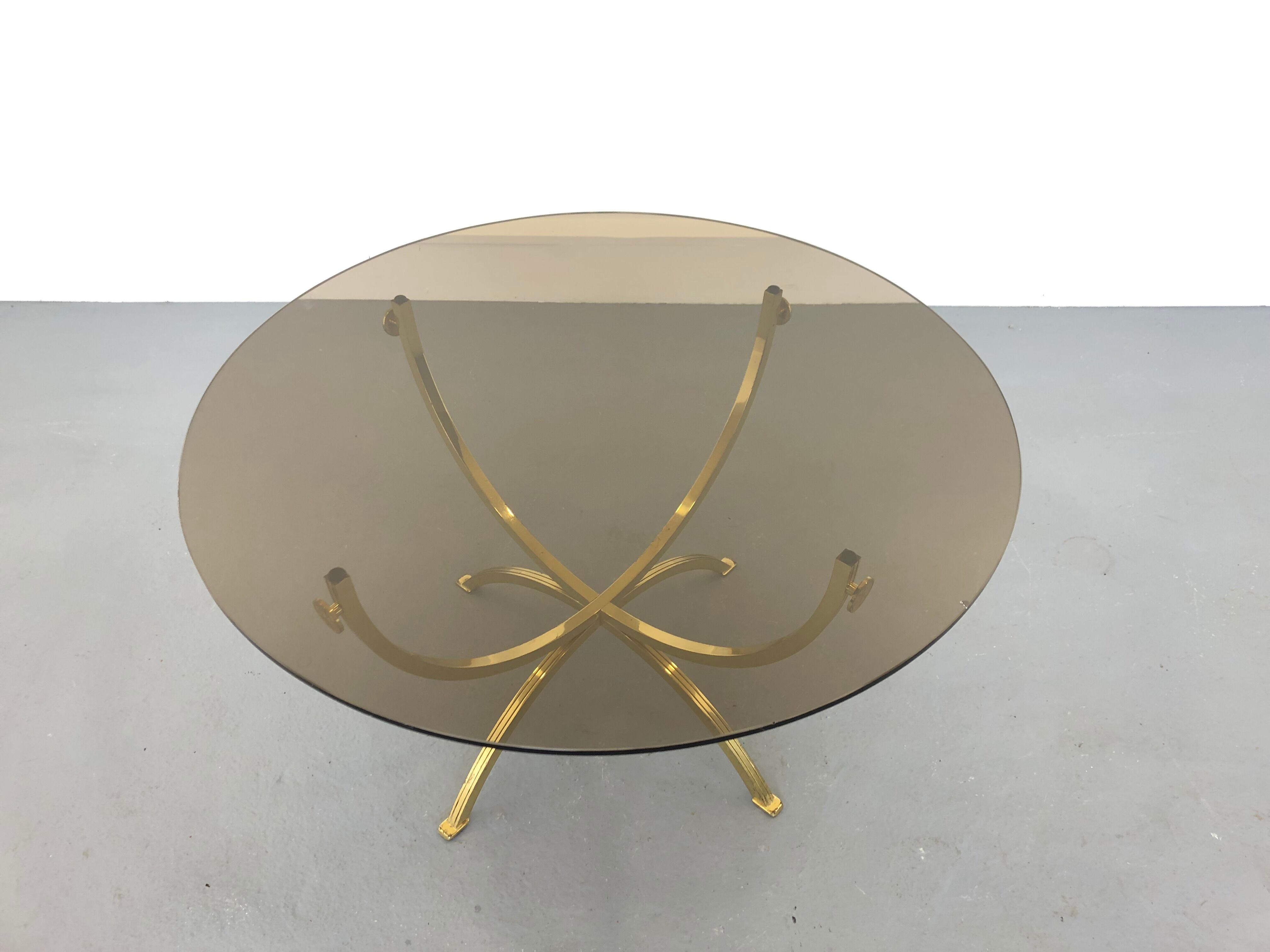 Brass and Smoked Glass Coffee Table,1970s