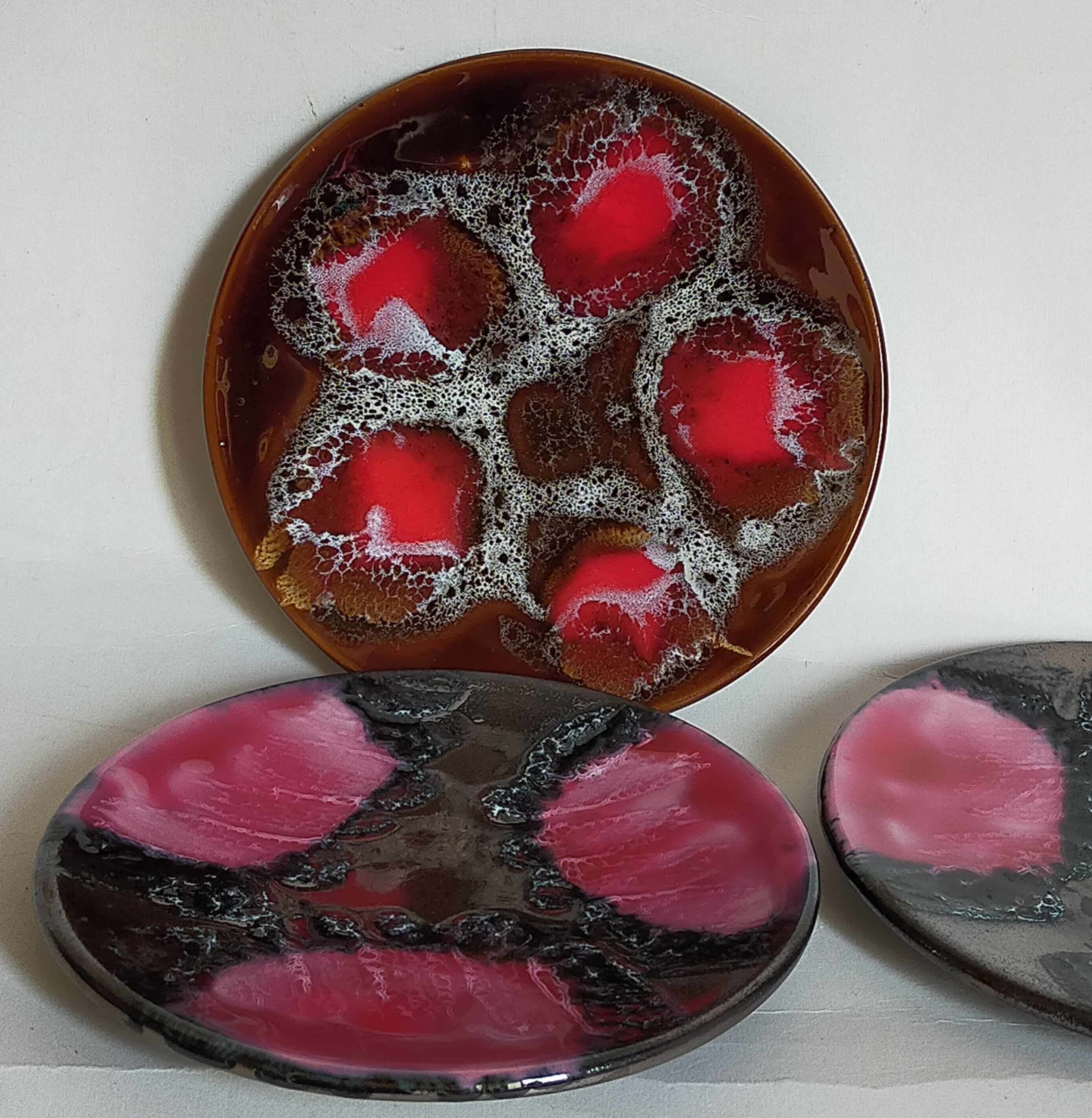 Three ceramic dessert plates from Vallauris 50s