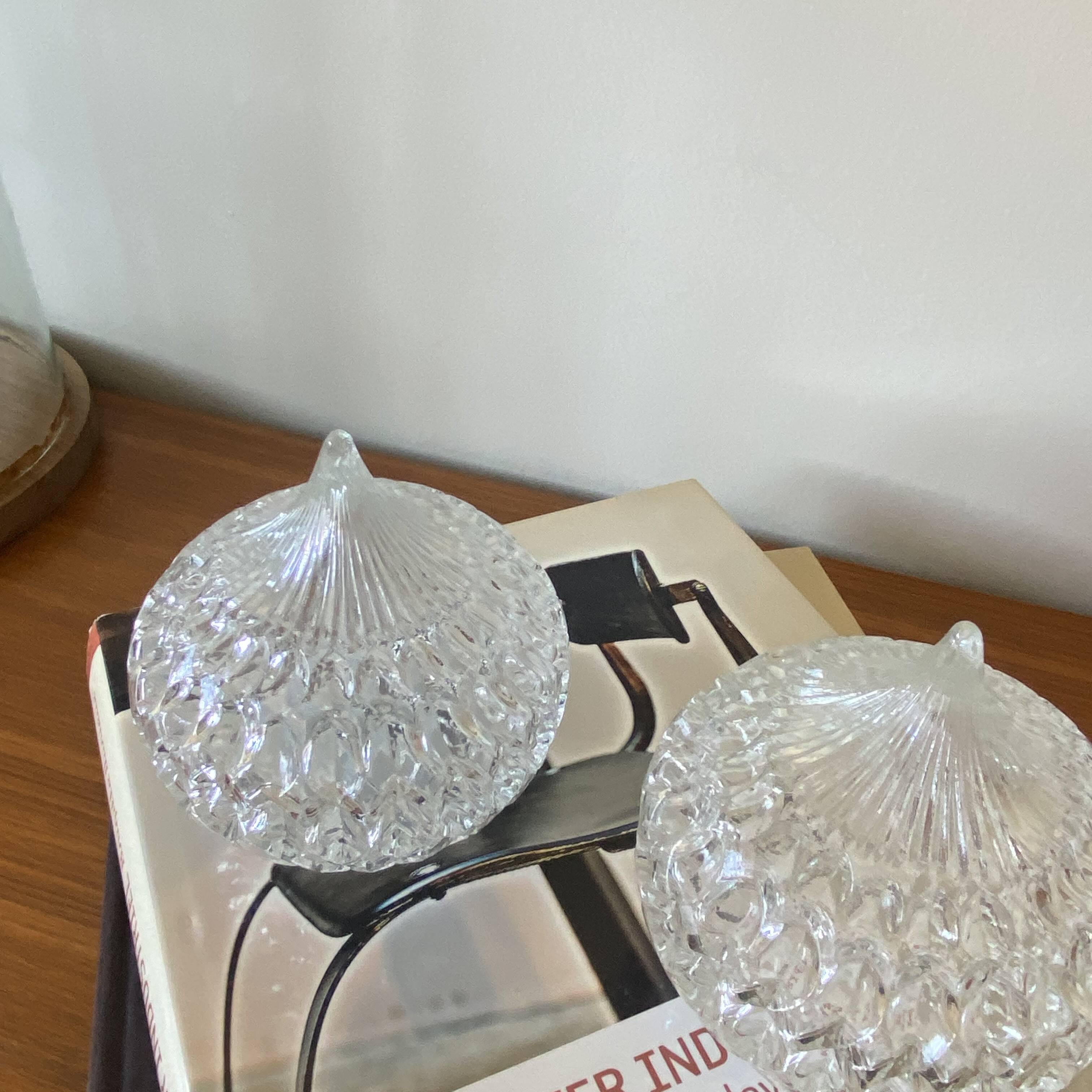 2 small antique transparent glass globes for wall lamp chandelier.