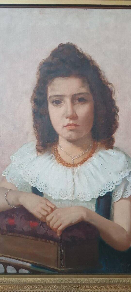 Oil on canvas female portrait 1898 - Maurizio Barricelli (Benevento, 1874 – Rome, 1931)