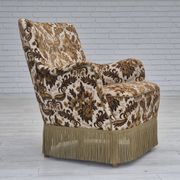 1960s, Danish armchair, furniture velour fabric, ash wood.