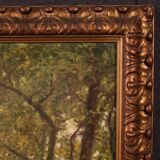 Italian landscape painting with sheep signed C. Bentivoglio