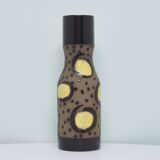 Vase étroit vintage à pois marron et jaune strehla