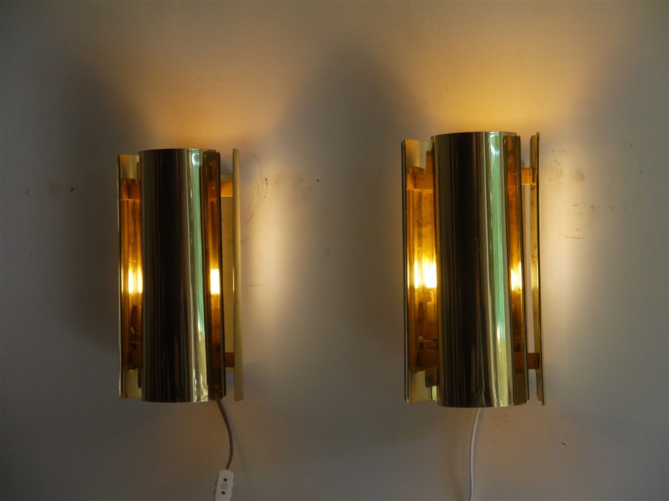 Pair of Scandinavian brass wall lamps from Falkenberg 1970