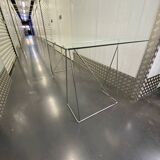 Chromed steel and glass trestle desk circa 1970