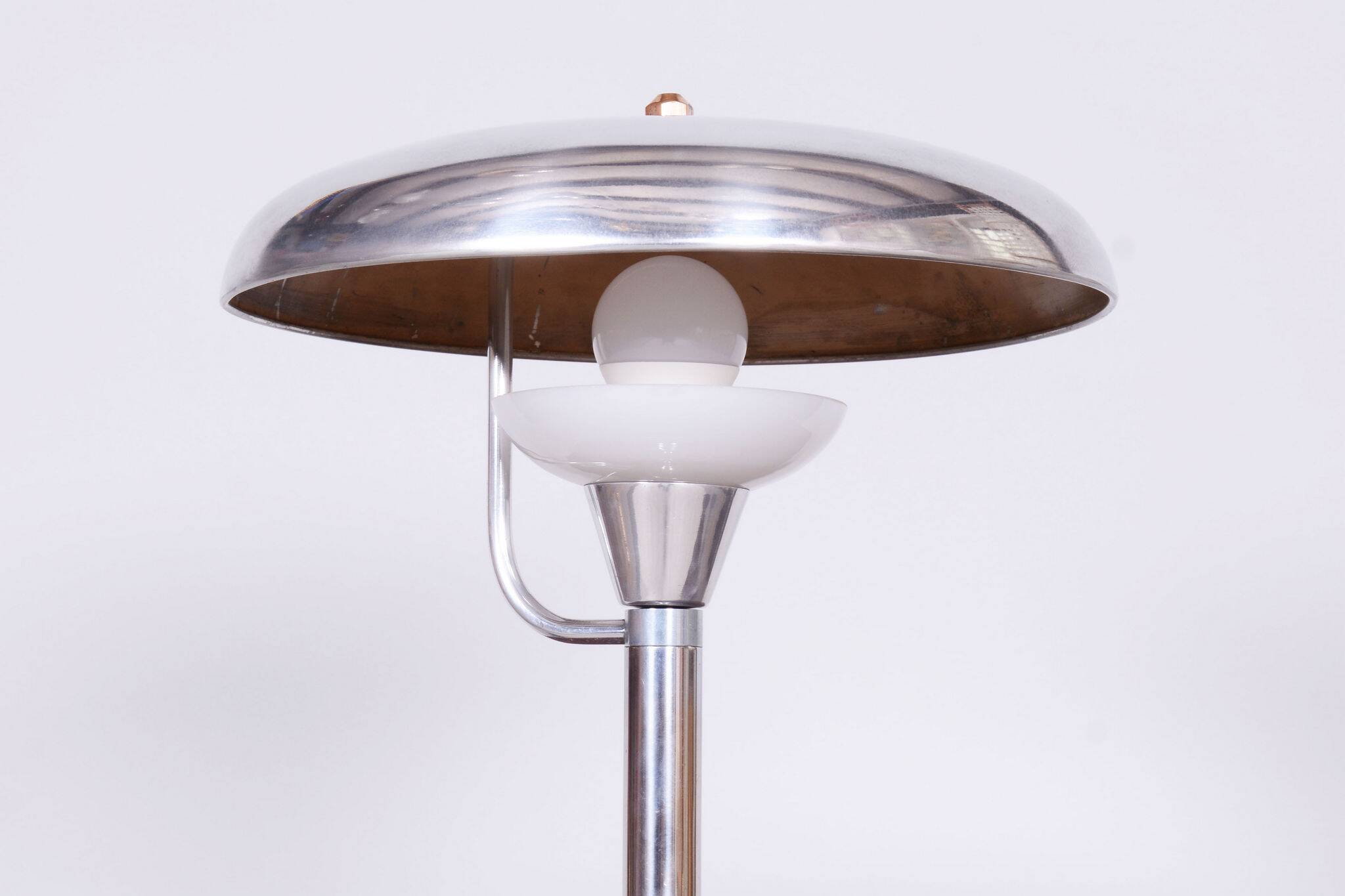 Restored Bauhaus Table Lamp, by Franta Anýž, Nickle-Plated Steel, Czech, 1920s