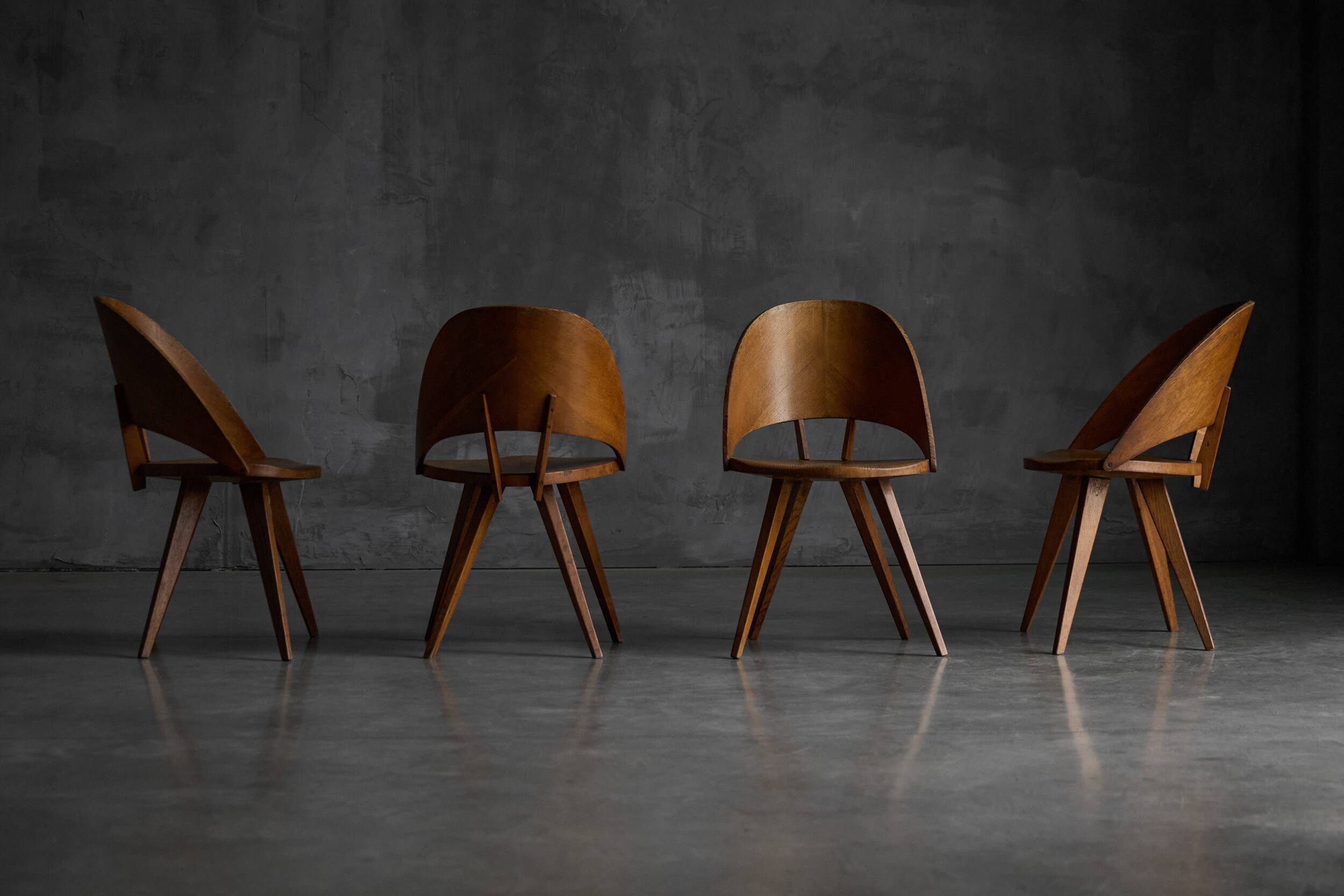 Chaises de salle à manger en contreplaqué, Italie, années 1950