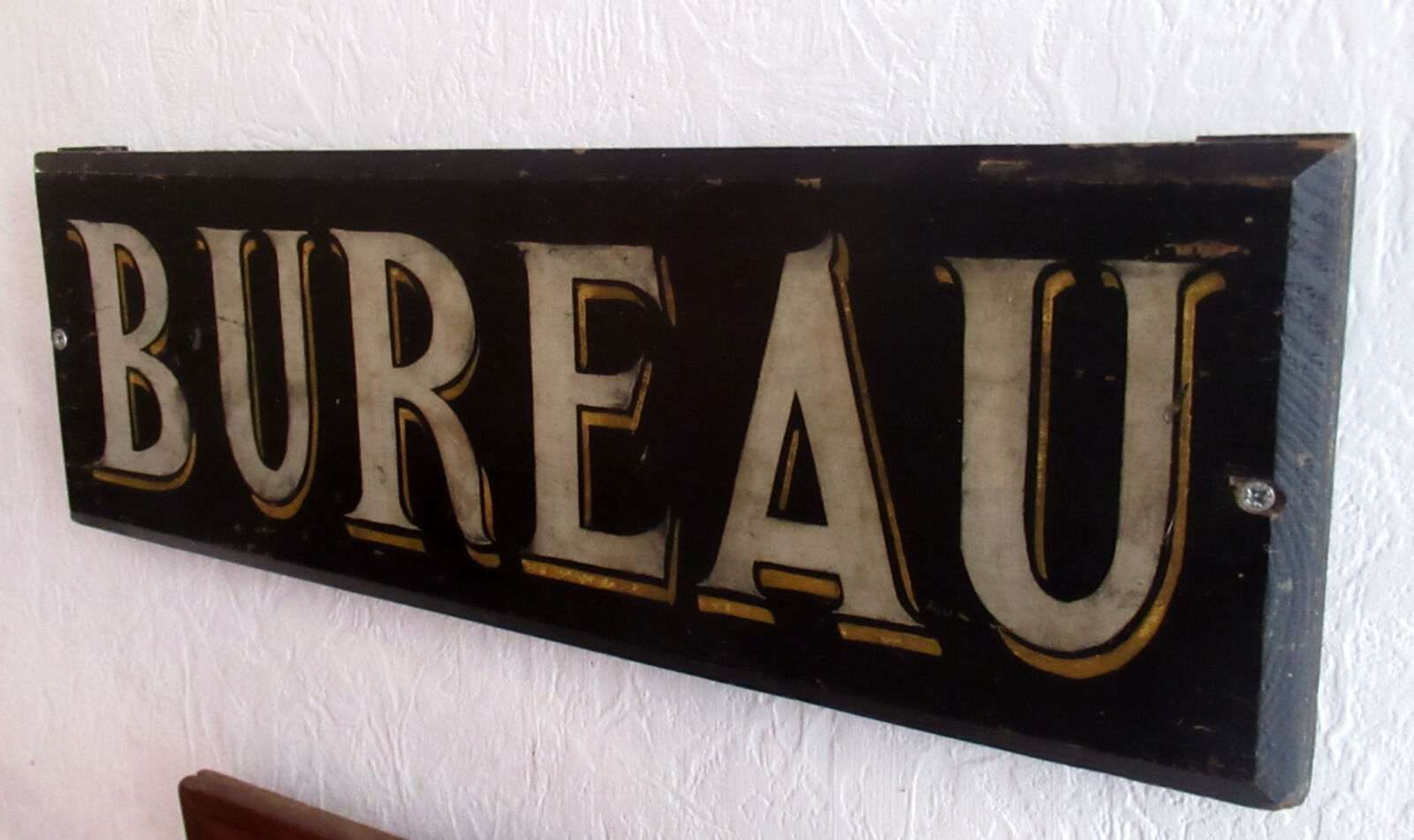 Painted wooden plate "office" 1910/1920