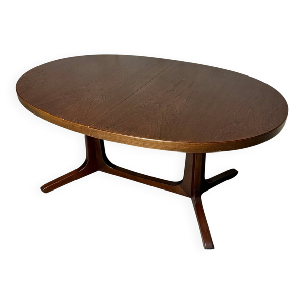 Grande table Baumann ovale en palissandre années 60