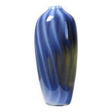 Vintage smoked glass vase lined with opaline, Murano bubble.