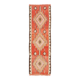 Turkish Handwoven Vintage Herki Kilim 88 cm x 277 cm