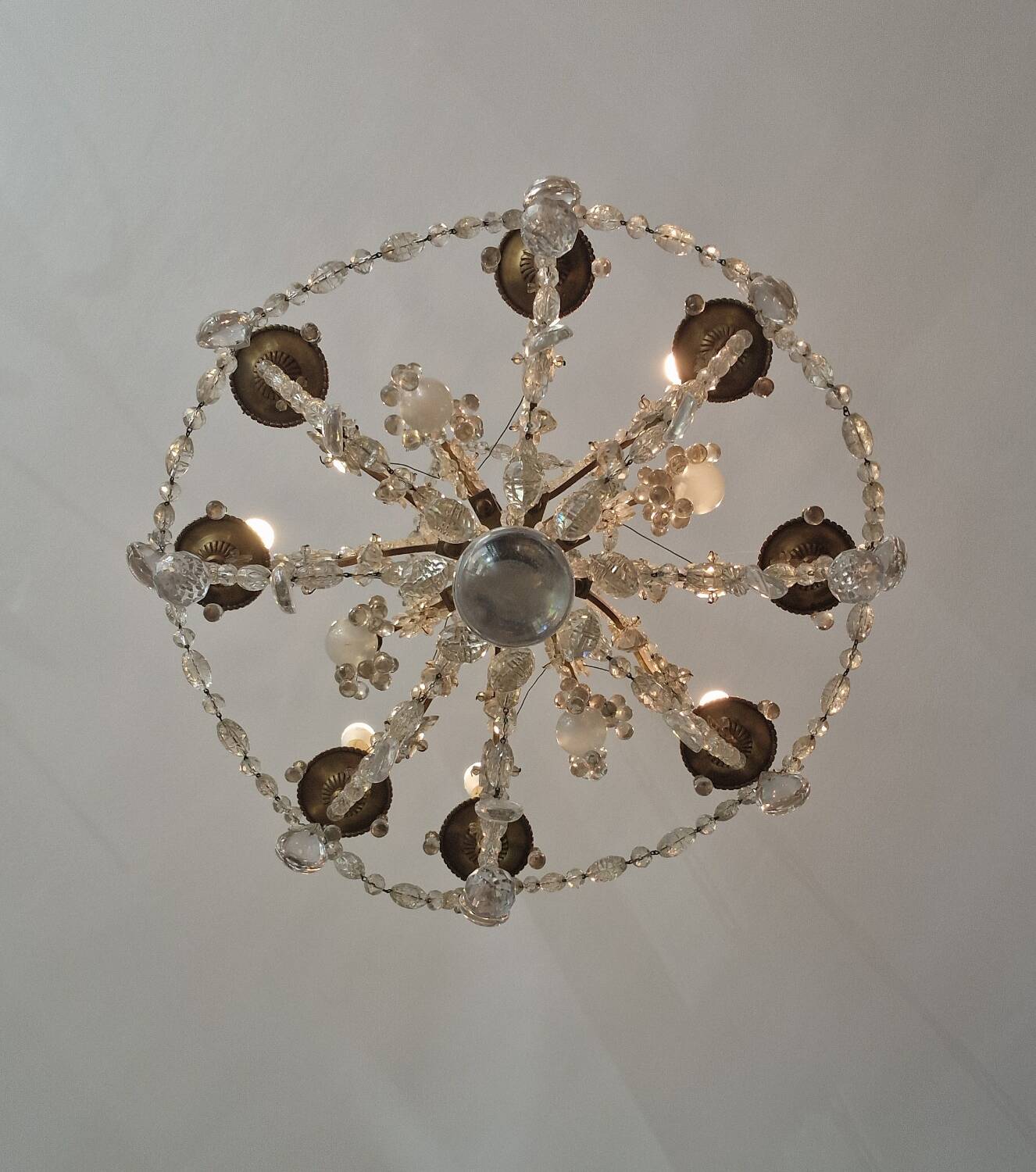 Old large chandelier with baccarat crystal tassels