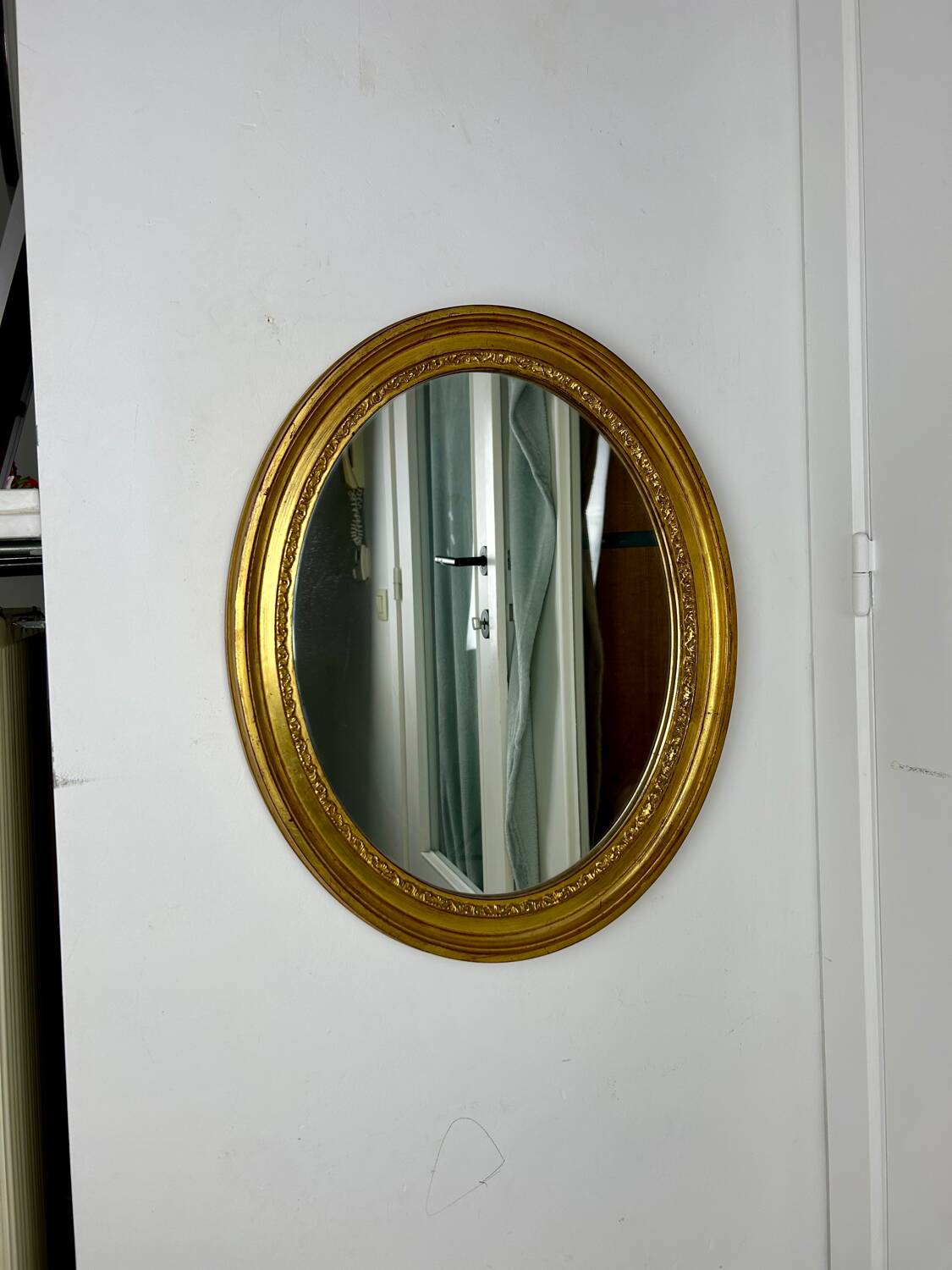 Vintage oval mirror Deknudt plus matching console