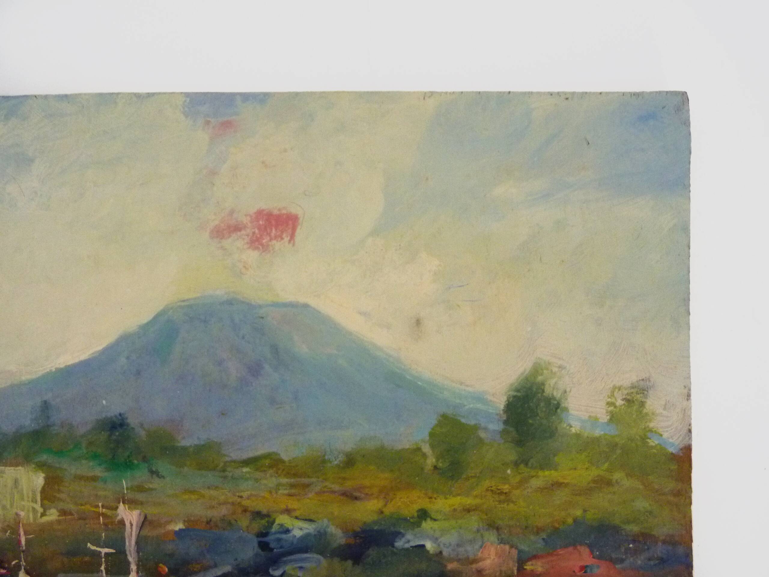 Oil on wood by Riccardo Capone Procession 50s 60s