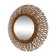 Vintage mirror 1960 sun rattan flower wicker - 37 cm