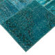 Handwoven oriental overdyed 171 cm x 244 cm turquoise patchwork rug