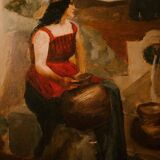 Tableau du XXe siècle - Femme à la fontaine