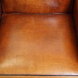 Set of 2 beautiful cognac-colored sheepskin Art Deco armchairs