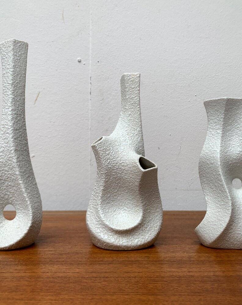 White sculptural vases by Peter Müller for Sgrafo Modern, 1960s, set of 6.