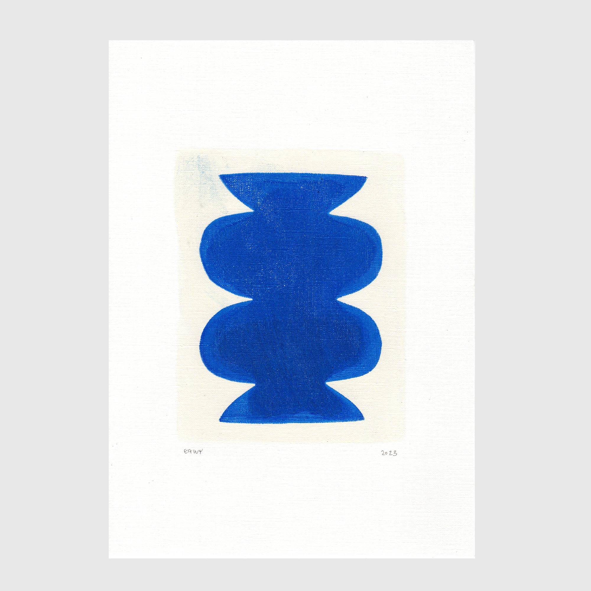 peinture abstraite bleue signée Eawy