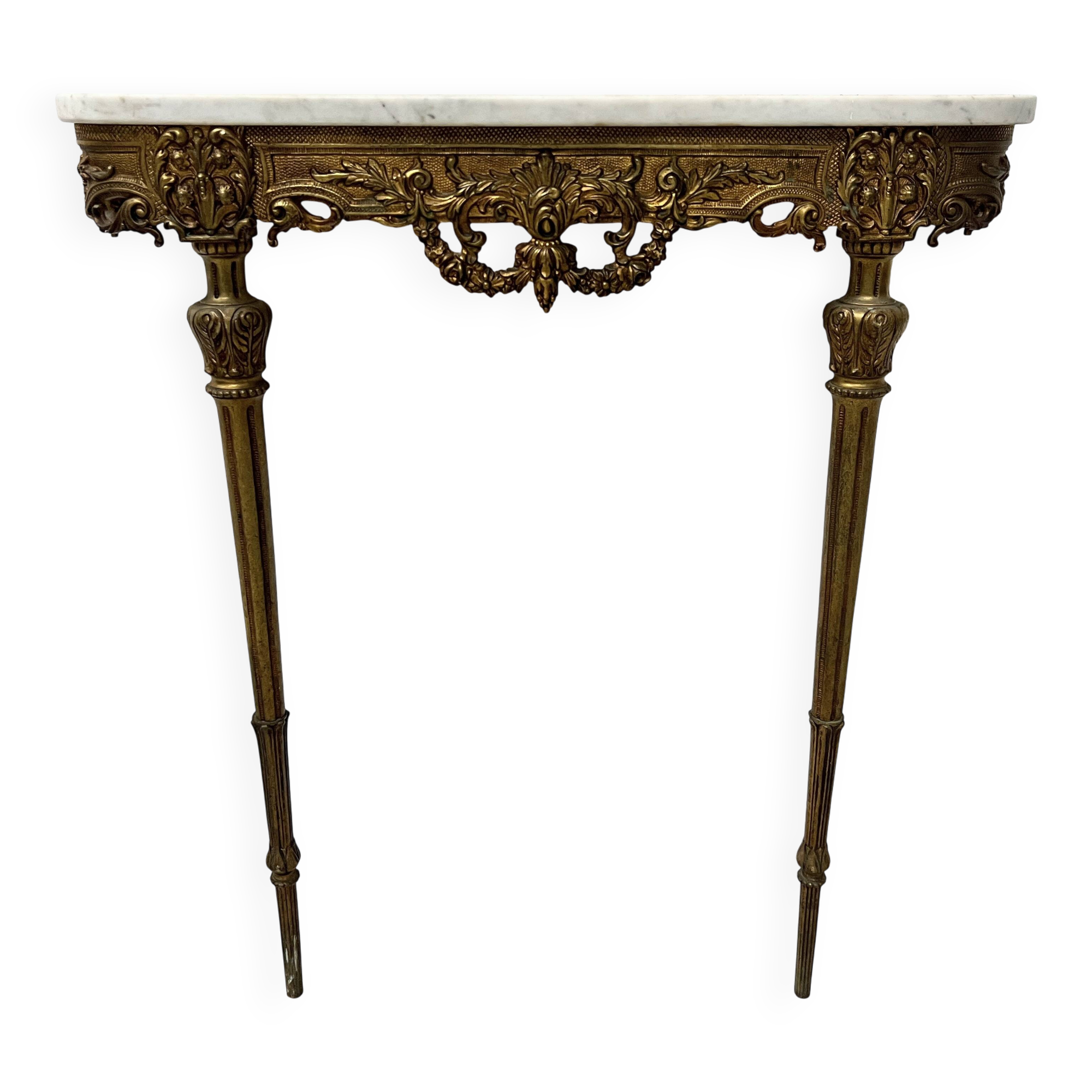 Louis XVI style console in chiselled bronze, 20th century.