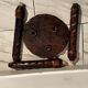 Brutalist sculpted tripod stool in solid wood — 1960s
