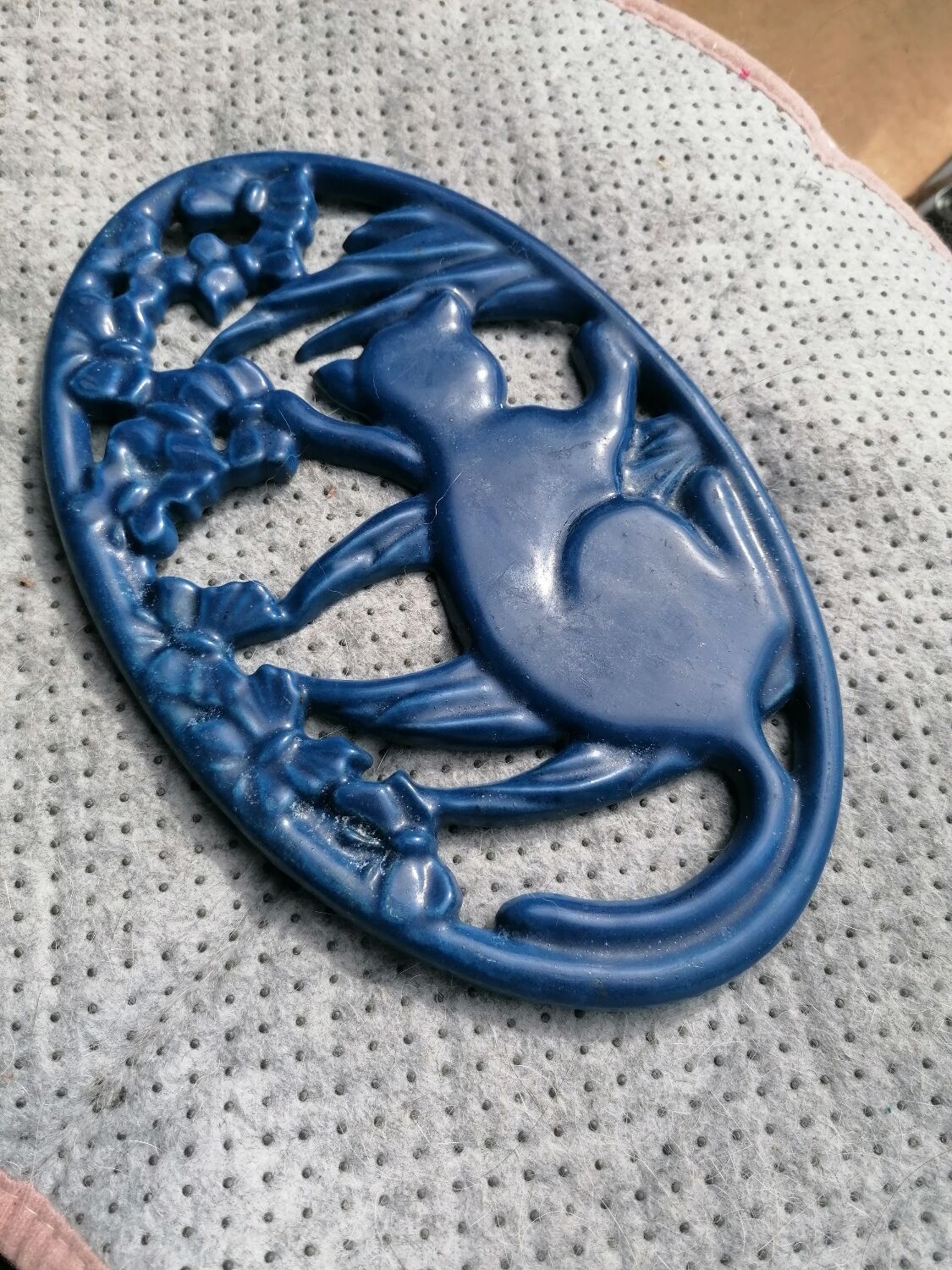 Dessous de plat fonte émaillée invicta chat bleu