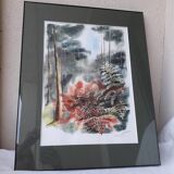 Watercolor painting of the Landes forest